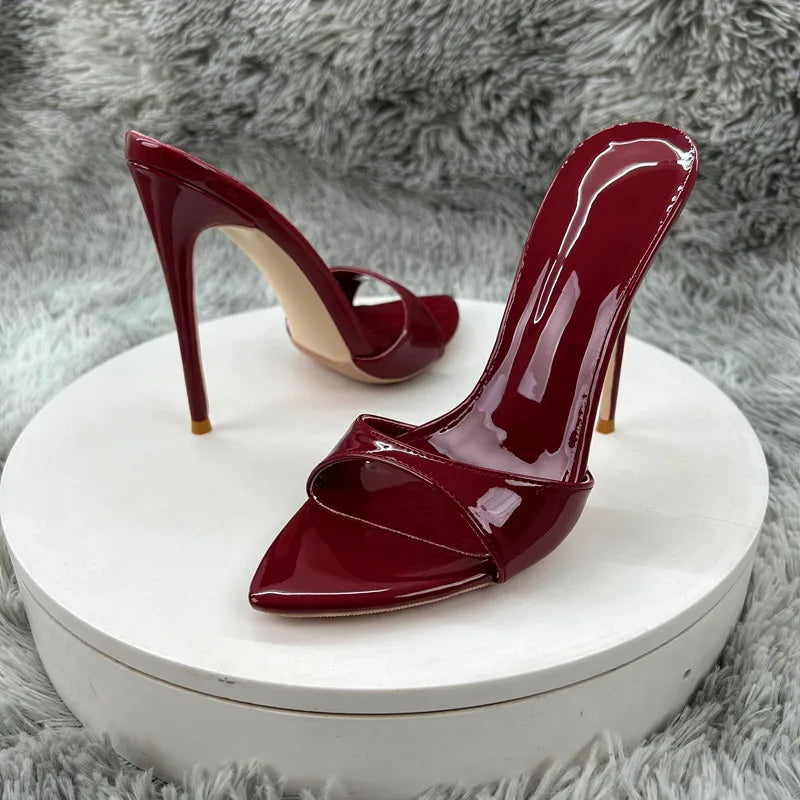 Women's Pointed Toe High Heel Mules Twisted Strap Design Stiletto Heel Slip-On Backless Sandals Elegant Party Evening Shoes