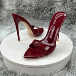 Women's Pointed Toe High Heel Mules Twisted Strap Design Stiletto Heel Slip-On Backless Sandals Elegant Party Evening Shoes