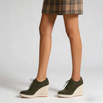 2026 Big Size 43 Vintage Brown Black Pointy Toe Lace-up High Heels Espadrilles Pumps Comfy Walk Office Lady Wedges Shoes Women