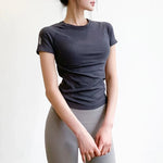 Women's Slimming Yoga Sports T-Shirt Quick Drying Breathable Summer New Fitness Short-Sleeved Yoga Fitness Wear