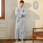 Men's and Women's Styles Winter Bathrobe Long Sleeve Warm Turn Down Collar Fluffy Bath Robe with Sashes Solid Fleece Gown 2025