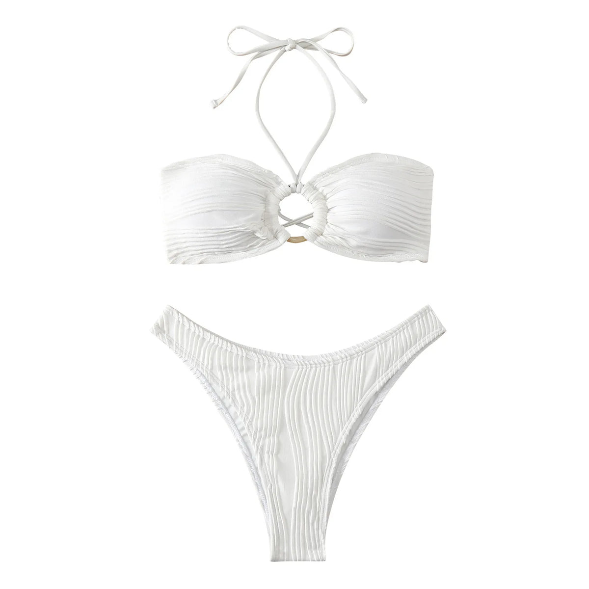White Swimsuit Women Bathing Suit Bandeau Bikini 2024 Mujer Biquinis Feminino Swimwear Thong Bikini Set Beachwear Sexy Bikinis