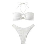White Swimsuit Women Bathing Suit Bandeau Bikini 2024 Mujer Biquinis Feminino Swimwear Thong Bikini Set Beachwear Sexy Bikinis