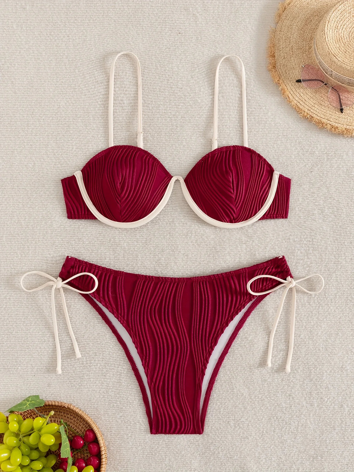 ZTVitality Sexy Patchwork Underwire Bikini 2025 New Arrival Biquini Padded Bra Push Up Bandage Swimsuit Women Swimwear Beachwear