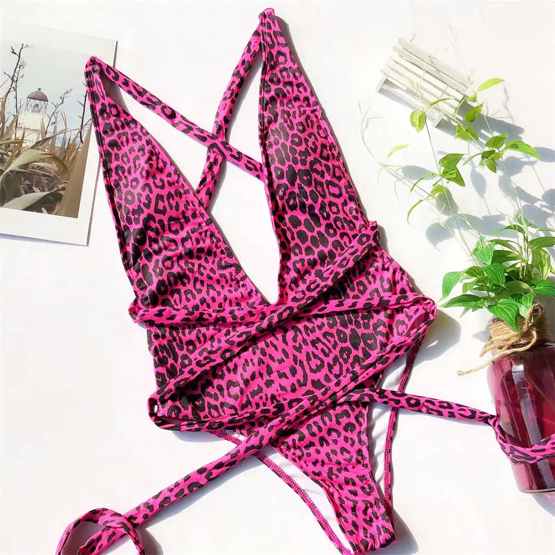 Long Strap Wrap Around Swim Suit For Women Swimwear One Piece Swimsuit Female Bather Snake Print Bathing Suit Beach V852