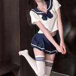 Japanese Korean Style Student Uniform Cosplay Costume Women Sexy Lingerie Tops and Pleated Skirt Sets Role Play Costume