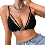 2025 New Style Women Backless Bras Thin Push Up Front Closure Double Strap Deep V Triangle Bra Comfortable Breathable Underwear