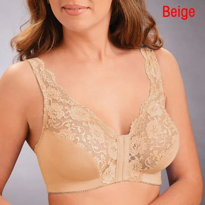 Women Lace Bra Plus Size Push Up Underwear Crop Top S-6XL Seamless Brassiere Female Lingerie Sexy Front Closure Bralette