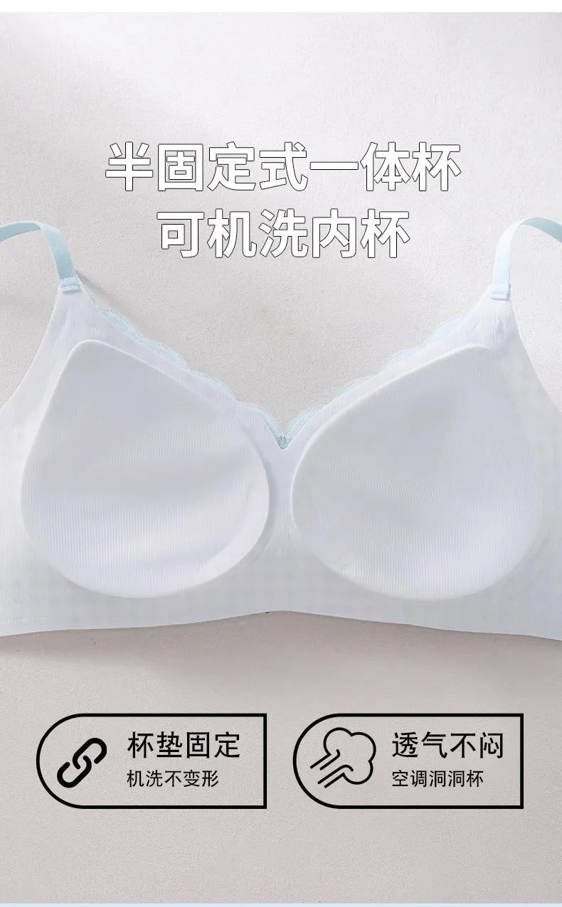 10A Antibacterial Cooling Bra for Small Chest, Summer Breathable Bralette, Wireless No Show, Anti-Sagging & Comfort Wear MOYISU