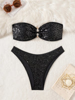 Sequins Shiny Bling Bandeau Bikini Female Swimsuit Women Swimwear Two-pieces Bikini set Brazilian Bather Bathing Suit Swim K7311