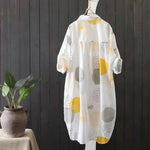 Spring Autumn Women Shirt Long Sleeve Fashion Print Sunscreen Shirts Lapel Long Coat Irregular Hem Anti Sun Women’s blouse