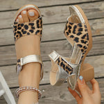 Lightweight Leopard Print Thick Heel Sandals Women Summer High Heels Platform Sandles Woman Ankle Strap Non Slip Beach Sandalias