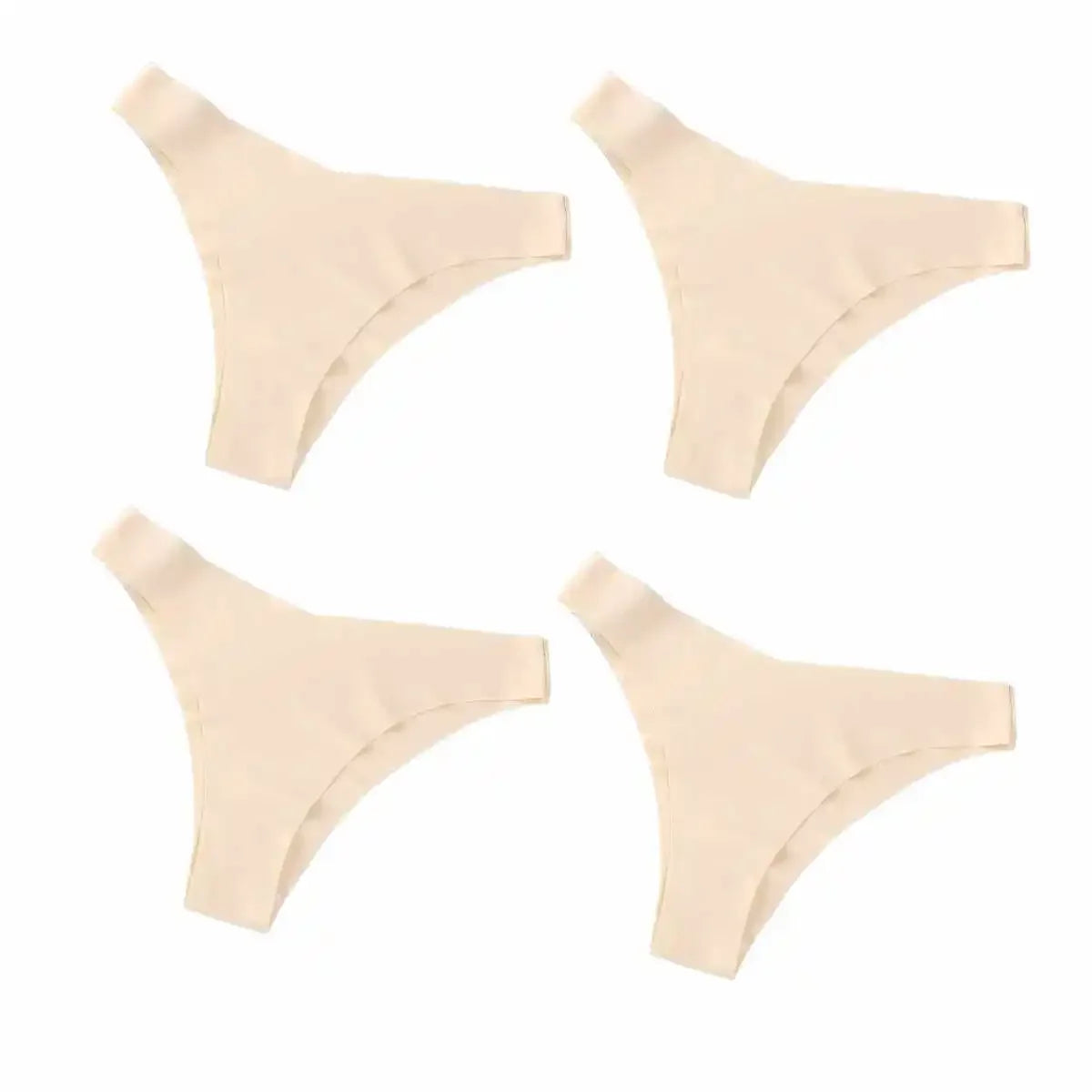 4Pcs/Set Ice Silk Low Rise Panties Seamless Underwear Women V-Shaped Briefs Quick-Drying Sports Thongs Female Underpants S-L