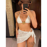 New Leaves Printed Halter Bikini Suit Female Swimsuit Women Swimwear Bather Bathing Suit Swim Three-Pieces Bikini Set