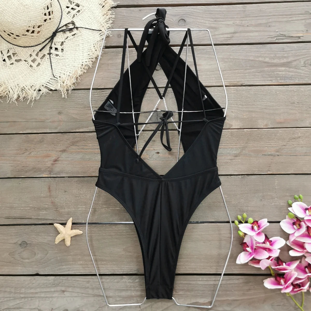 Sexy Hollow Out One Piece Swimwear Push Up Women's Swimsuit2024 Trend Solid Bath suits Halter Monokinis Summer Beachwear