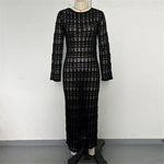 2025 Hollow Out Long Sleeve Backless Knitted Tunic Beach Cover Up Cover-ups Beach Dress Beach Wear Beachwear Female Women K6597