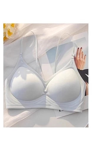 Japan Style Seamless V-Neck Halter Bra Small Bust Petite Straps Open Back Sexy Underwear Women One Piece Comfort Fit Daily Wear