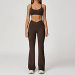 Women's Yoga 2-Piece Hip Lifting Tight Fitting Naked and Beautiful Back Set Outdoor Sports and Leisure Running Fitness Suit
