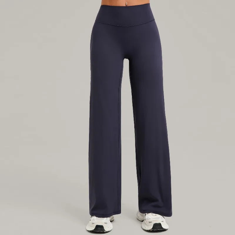 Women's Pilates Straight Yoga Pants Leggings Versatile Loose Wide-Leg Running Sports Fitness Hip-Lifting High Waist Trousers
