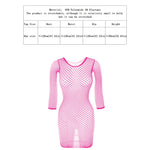 1PC Women Sexy Fishnet Beach Cover Up Long Sleeves Hollow Out Bodycon Dress See Through Summer Swimwear