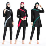 Women's Muslim Swimsuit Modest Full Cover Bathing Suit Irregular Patchwork Islamic Arab Middle East Ladies Swimwear 2025 New