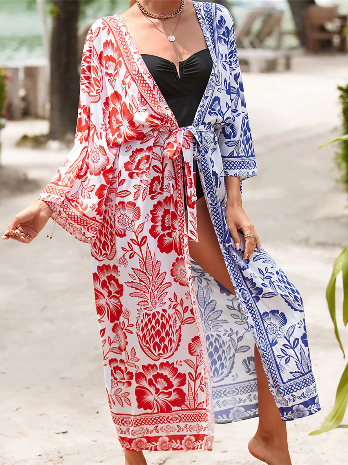 13 Colors Printed With Belt Crochet Knitted Tunic Beach Dress Beach Wear Beachwear Beach Cover Up Cover-upsFemale Women V7201