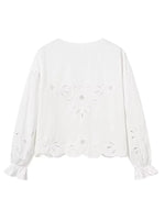 Foridol Heart Embroidery White Cotton Women Blouse Bowknot Spring Summer Lantern Sleeve Casual Shirt V Neck Loose Chic Blusa