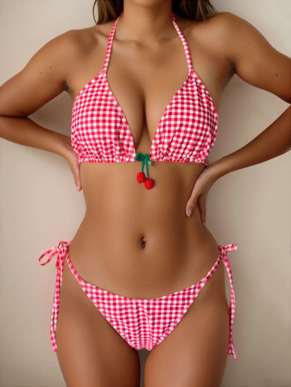 Sexy Micro Bikini 2024 Woman Swimsuit Red Gingham Swimwear Women String Thong Bikinis Set Female Bathing Suit Beach Wear Biquini