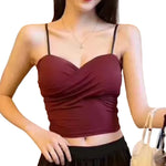 Women Tanks Crop Top Sexy Female Crop Top Comfort Underwear Adjust Shoulder Strap Tops Camisoles Removable Pads Vest