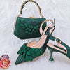 Doershow African fashion Italian Shoes And Bag Sets For Evening Party With Stones green Italian Handbags Match Bags! HFG1-3