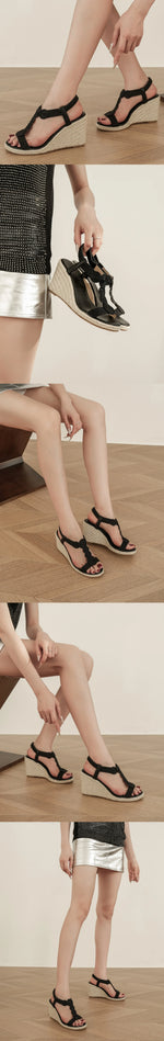 Leisure Big Size 42 Summer Platform Espadrilles Sandals Women High Heels Gladiator Wedges Sandals Vacation Shoes