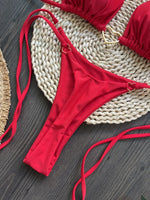 Metal Heart-shaped Halter Mini Micro Thong Bikini Female Swimsuit Women Swimwear Two-pieces Bikini Set Bather Bathing Suit Swim