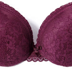Beauwear 75 80 85 B C Cup Women's 3/4 Cup Plunge Bras Sexy Lace Solid Color Thin Mold Cup Bra Unlined Underwire Bralette
