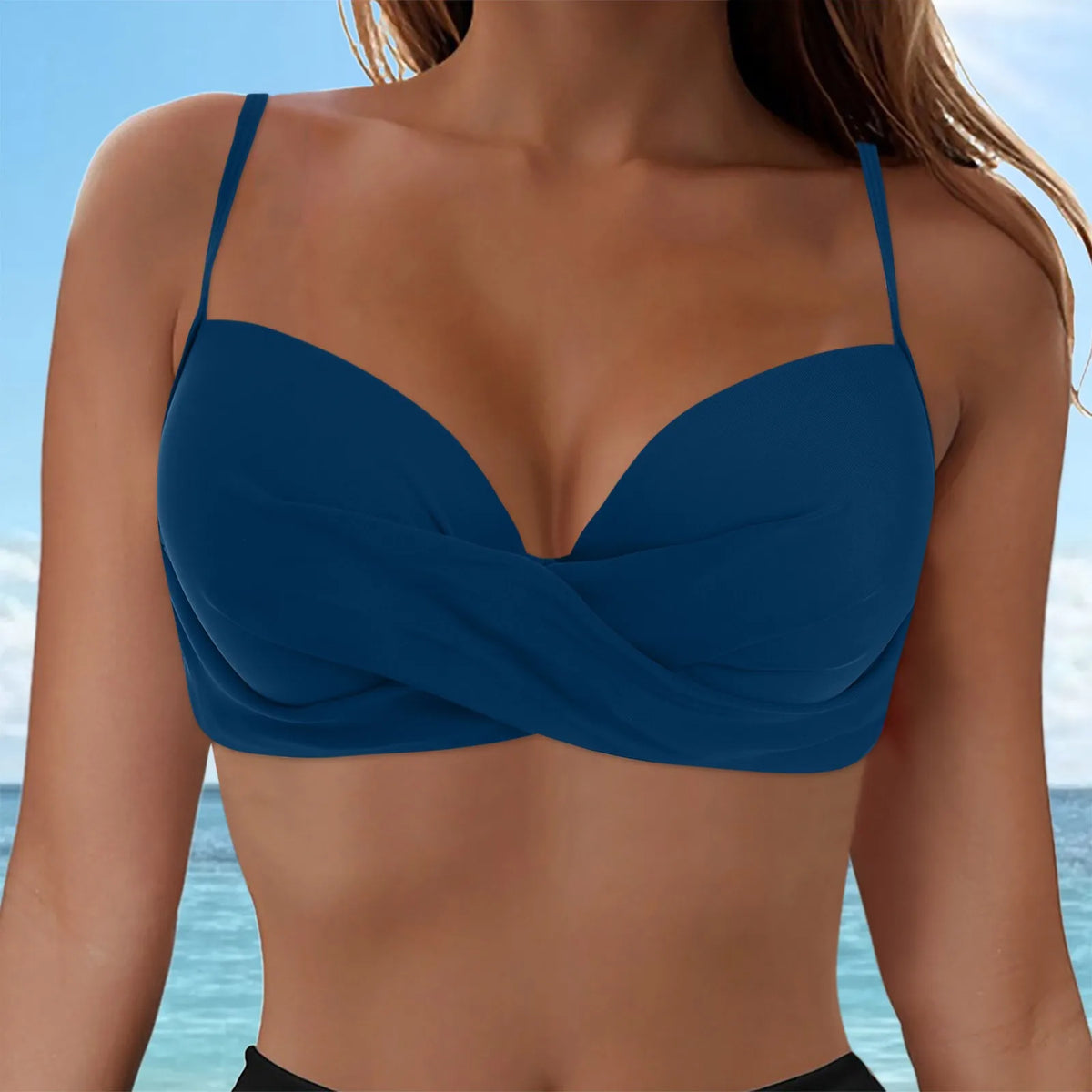 Women's Sexy Bikini Bra Fashion Push Up Underwear Swimsuit Solid Color Cross Tie Bra Pad No Steel Swimsuits Bikini Lenceria