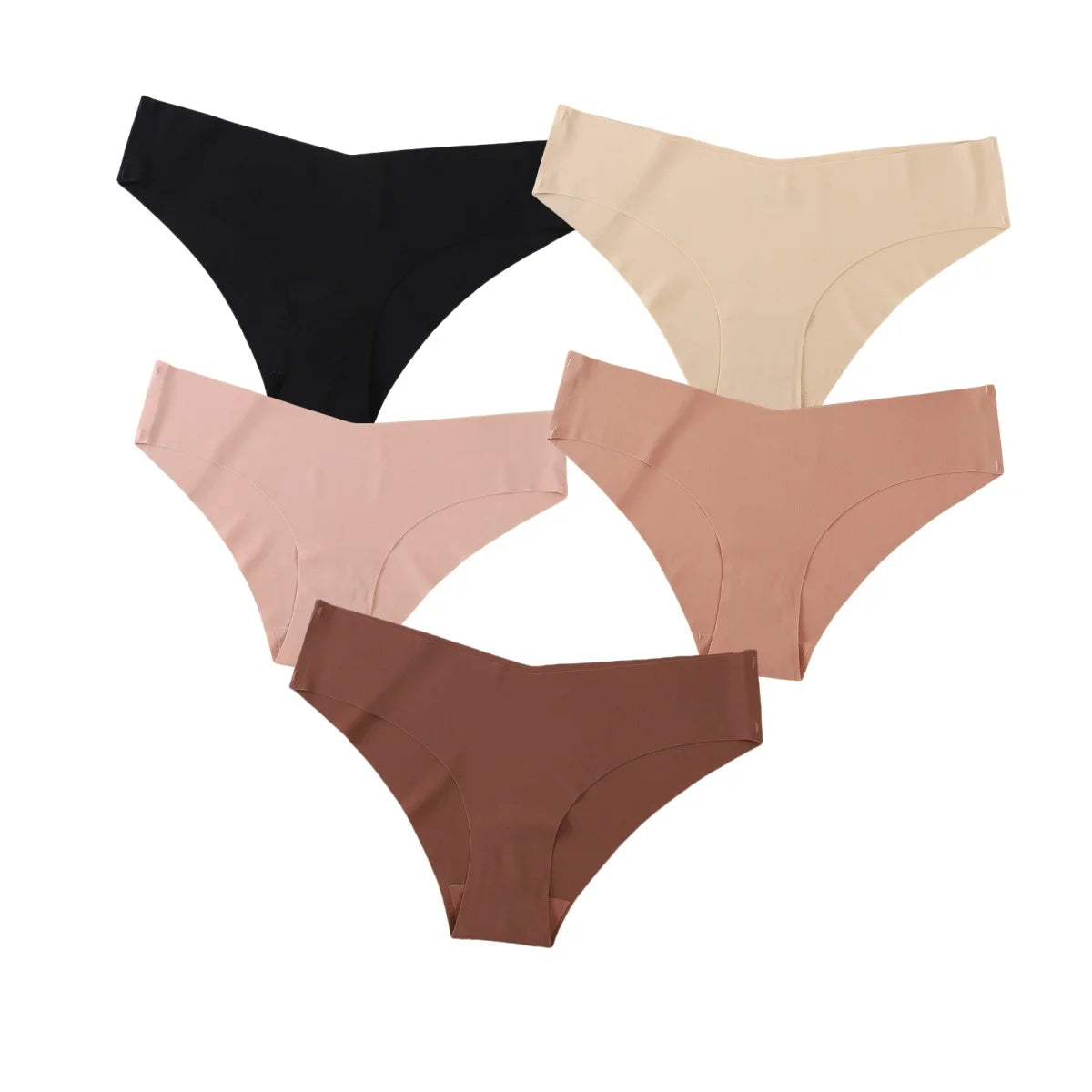 5Pcs/Set Women Panties Seamless Classic Briefs Female V-waist Underpants Soft Ice Silk Panties Sexy Lingerie Low-Rise Underwear