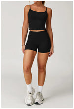 Yoga Shorts Set Women Sports Tank Top with Tight Fitting High Waist Pants Fitness Suit Summer Running Exercise Workout Clothes