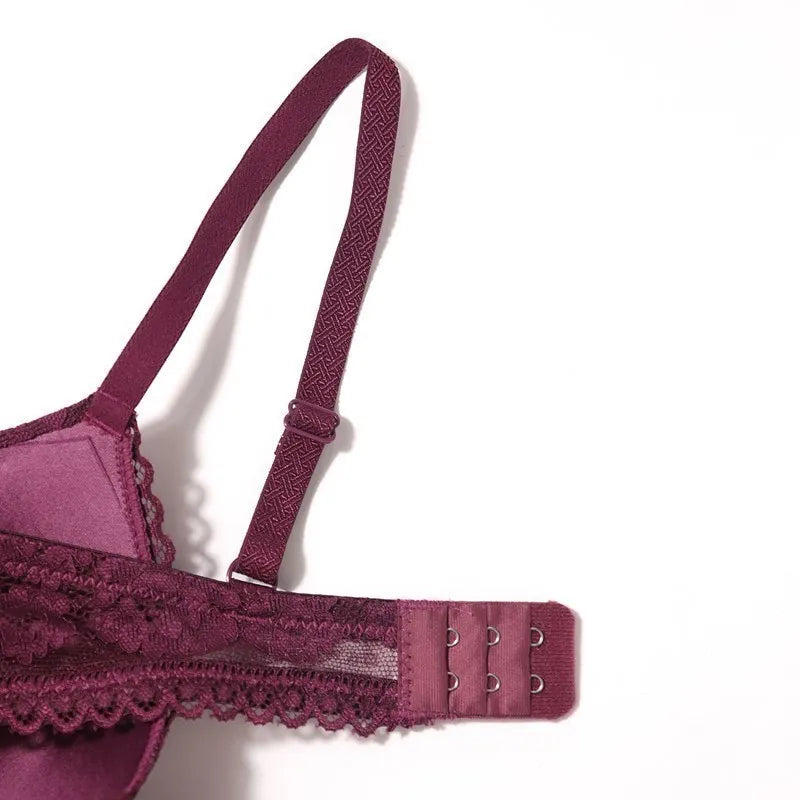Beauwear 75 80 85 B C Cup Women's 3/4 Cup Plunge Bras Sexy Lace Solid Color Thin Mold Cup Bra Unlined Underwire Bralette