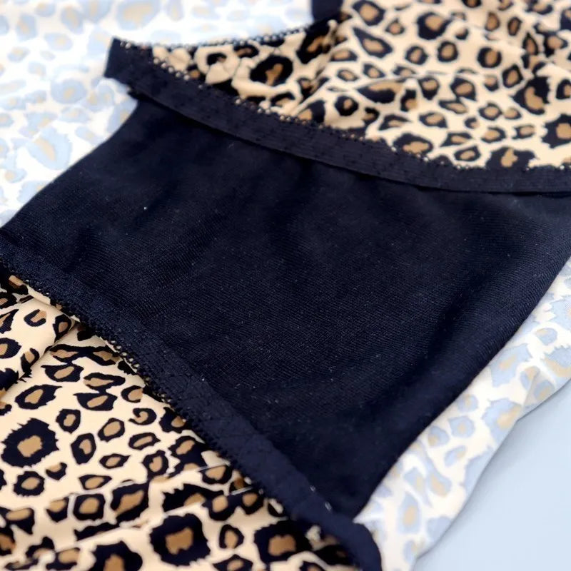 Beauwear Middle Waist Leopard Women Clothing Short Panties Sexy Lace Briefs Plus Size Female Underwear Sexy Lingeires for Ladies