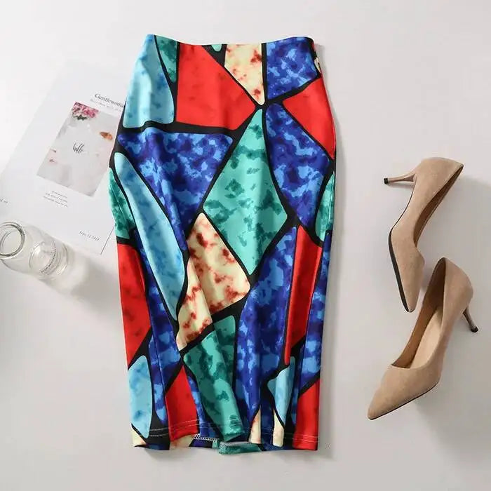 Spring Summer Women Y2K High Waist Midi Pencil Chiffon Skirts Slim Bodycon Vintage Hip Raise Korean Fashion Clothes UOV5