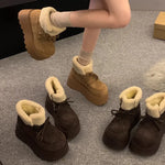 2026 New Winter Chunky Platform Women Fur Snow Boots Keep Warm Thick Sole Warm Cotton Short Booties Shoes Zapatos Mujer
