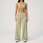 Women's Fitness Set Gym Tracksuit Breathable Sports Bra Flared Trousers Suit Workout Clothing Sportswear Female Athletic Wear