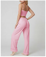 Women's Yoga Sets Yellow Patchwork Slimming Sports Tank Top Summer Gym Training Suit High Waist Wide Leg Pants Fitness Outfits