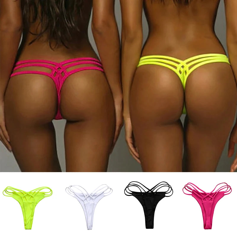 Women Cross Strap Swimwear Sexy Bikinis Bottom Fashion Swimsuit Bikini Panties Cheeky Thong Bikini Bottoms Swim Trunks