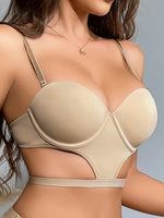 Solid Color Underwire Bra 1/2 Cup Sexy Lace Women Fashionable And Comfortable Lingere Full Coveage Underwear With 1pc Strap