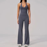 V-neck Yoga Sets Women Seamless Slimming Sports Tank Top High Waist Wide Leg Pants Fitness Suit Outwear Gym Running Tracksuit