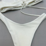 Brown Bandeau Micro Bikini Set Back String Lace-up Sexy Swimsuit Solid Swimwears Woman 2026 High Cut Bathing Suit Bikinis Femmes