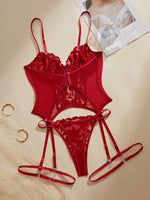 3PC Set Women's Lingerie with Garter Belt Floral Lace Sexy Bra And Panties Push up Triangle Pants Sleepwear Fun Intimate Wear