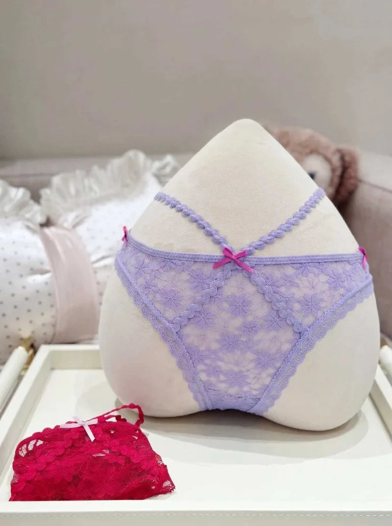 Sexy Lace Thong Double Strap Women's Panties Low Waist Transparent Flower See Through Hollow Out Low Waist G-Strings Underwear