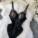 MOYISU Sexy Instagram Viral Bodysuit Women Pure & Sexy Sheer Mesh Halter Push Up Pads Summer Lingerie Euro Style Hot Sale SG