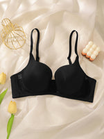 Women Smooth Seamless Underwire Bra Push‑Up Side Support Brassiere Adjustable Thin Straps Everyday Comfort Lingerie B6095